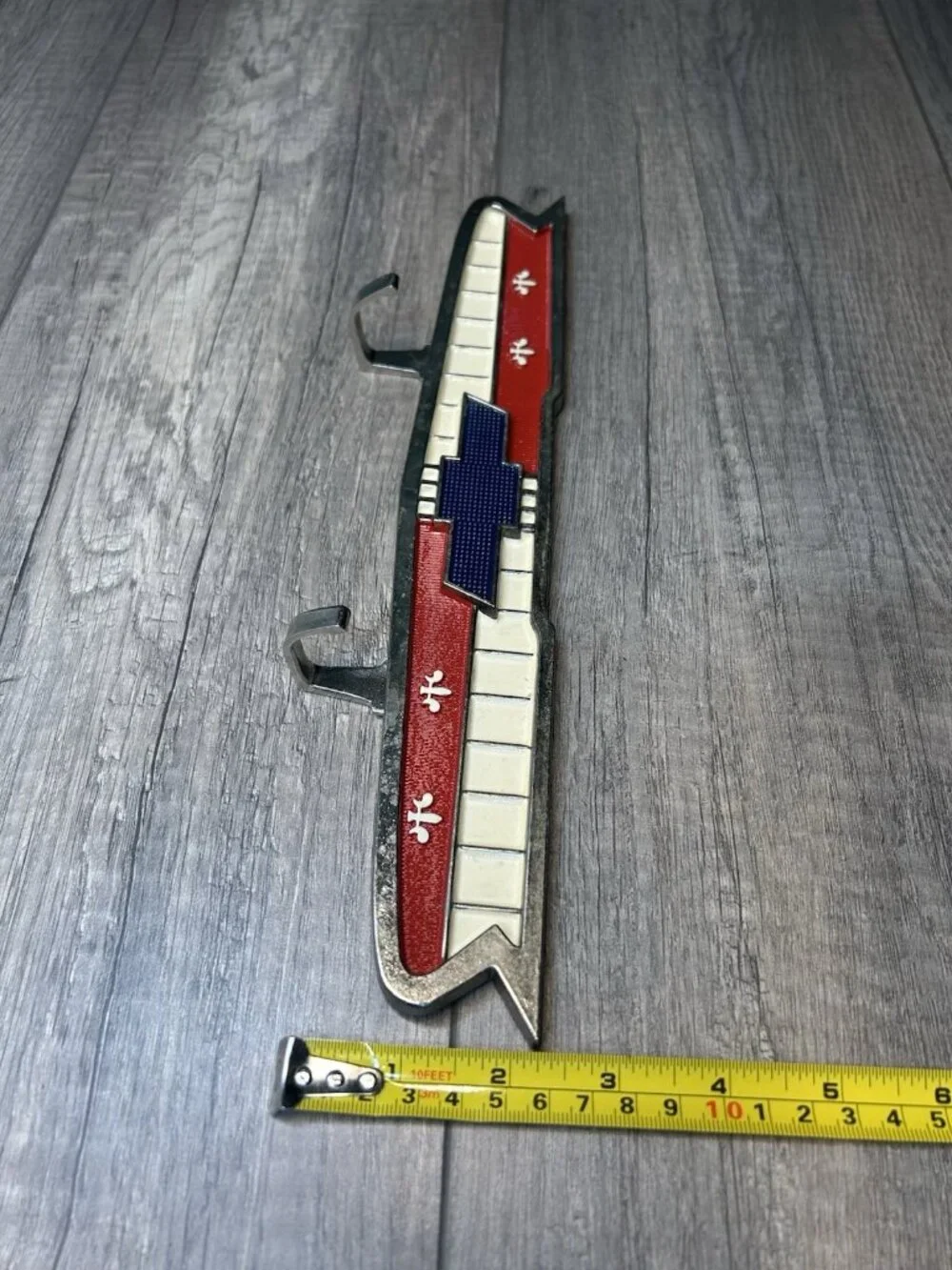 Vintage Chevrolet Chevy Hood Emblem Wall Hook Rack Metal GM Automotive Decor